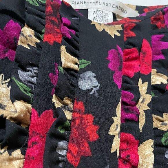 DVF Diane Von Furstenberg Silk Floral Ariba Mini Dress Size 8 - Picture 6 of 11